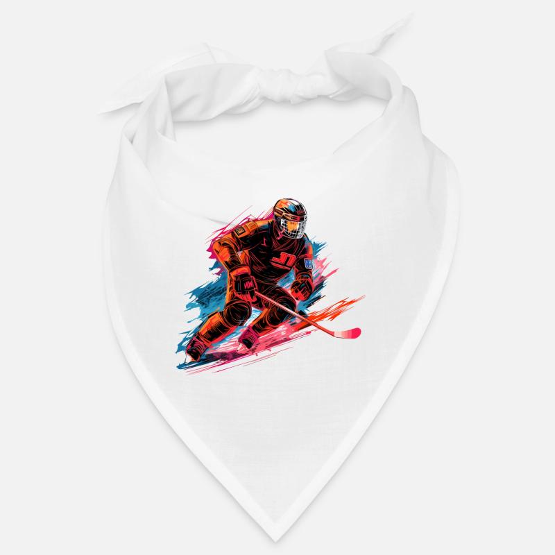 Hockeyspieler mit Hockeyschläger auf der Eisbahn Bandana