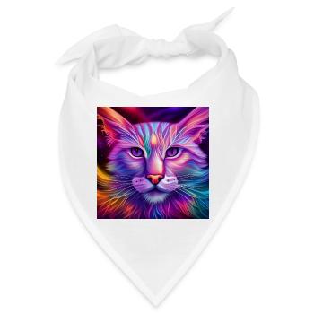 Katze in Neonfarben - Bandana - Weiß - Vorne