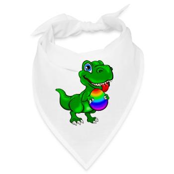 Dino mit Osterei - Bandana - Weiß - Vorne