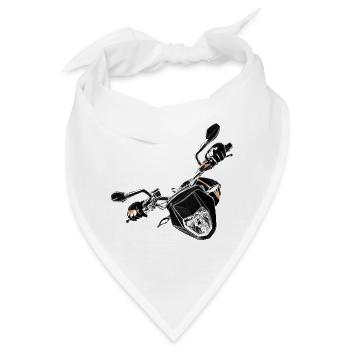 Motorrad in Bewegung, in der Kurve, Motorbike - Bandana - Weiß - Vorne