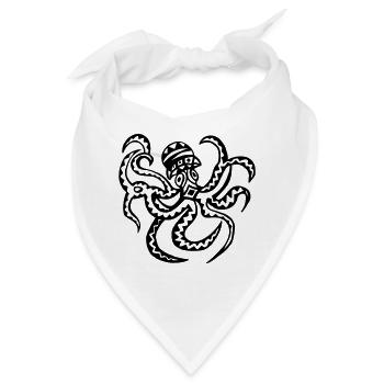 Krake Tintenfisch Oktopus einfarbig - Bandana - Weiß - Vorne