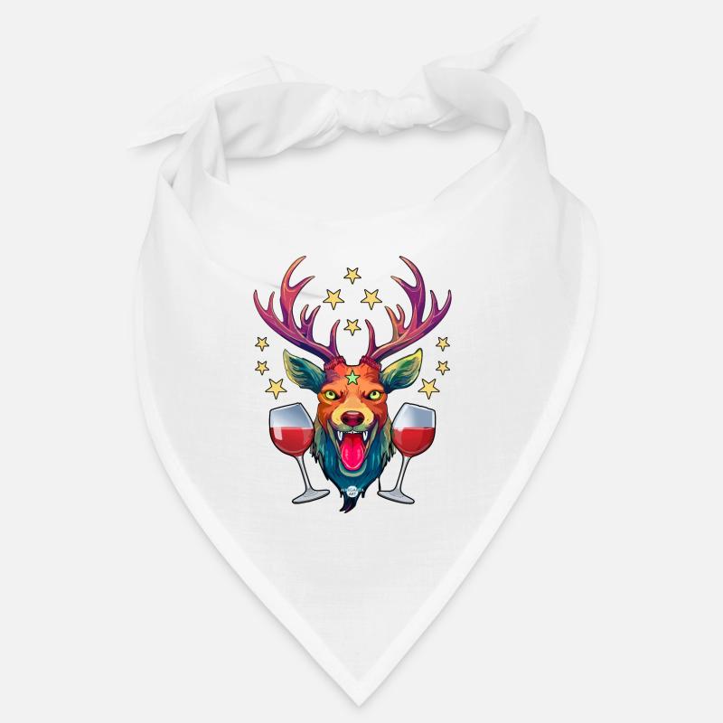 10 Hirsch zwei Gläser Wein Rotwein Trinker Prost Bandana