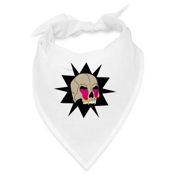 Schädel, der Zungen zieht - Bandana - Weiß - Vorne