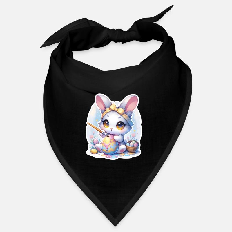 Sweet Chibi Bunny With Hair Band And Easter Eggs Bandana