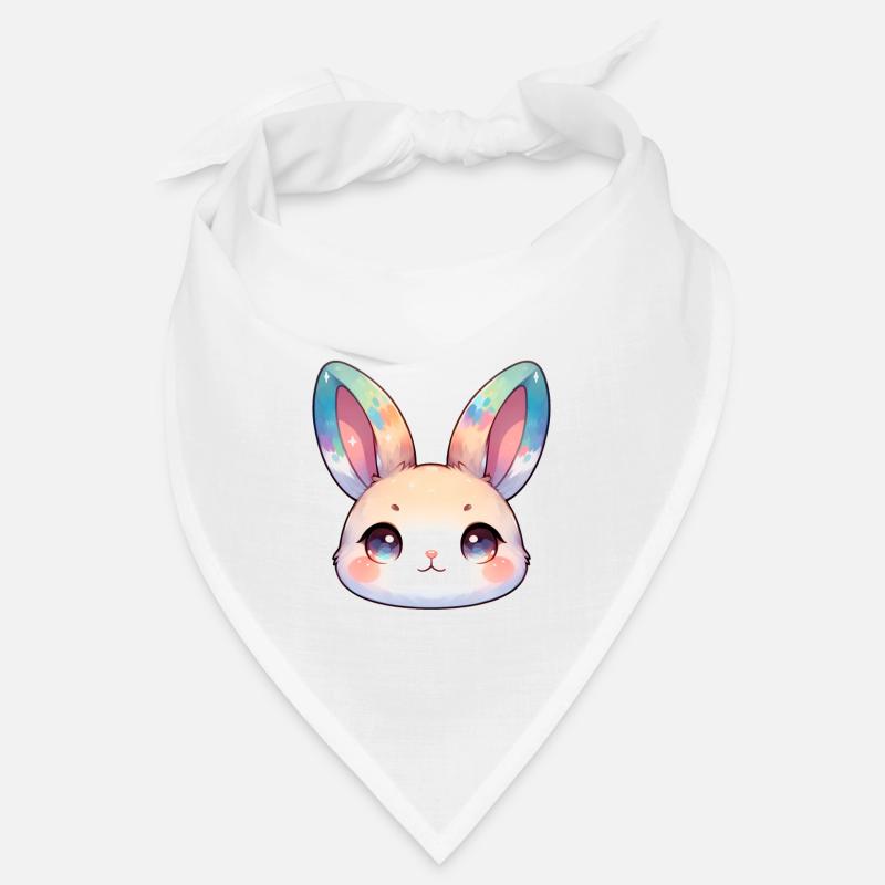 Niedliches Chibi-Hasengesicht mit watefarbenen Ohren Bandana