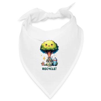 Chibi Niedlicher Baum mit Papierkorb Earth Day recyceln - Bandana - Weiß - Vorne