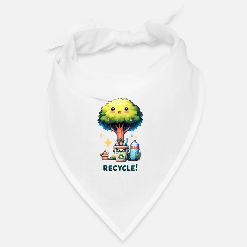 Chibi Niedlicher Baum mit Papierkorb Earth Day recyceln Bandana
