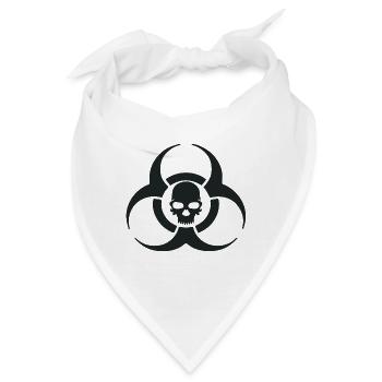 Biohazard Totenkopf Symbol - Bandana - Weiß - Vorne
