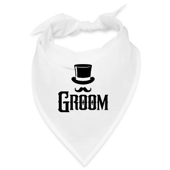 Groom Cool Top Hat & Schnurrbart Herren Junggesellenabschied - Bandana - Weiß - Vorne