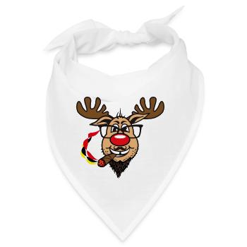 84 Hirsch Rudolph Bart Zigare Brille Humor Gag - Bandana - Weiß - Vorne