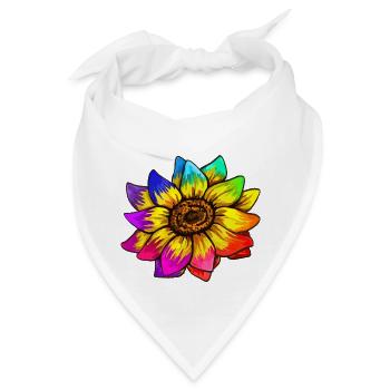 Sonnenblume in Regenbogenfarben - Bandana - Weiß - Vorne
