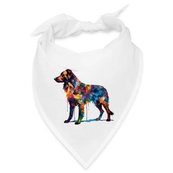 Farbenfrohe Hundesilhouette: Meisterwerk in Wasser - Bandana - Weiß - Vorne