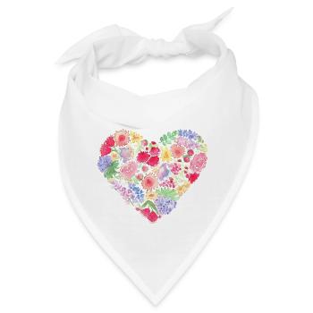 Aquarellmalerei Blumenherz - Bandana - Weiß - Vorne