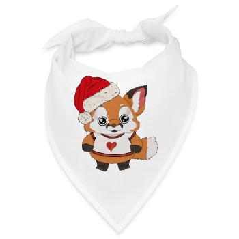 Fuchs Baby mit Weihnachtsmütze - Bandana - Weiß - Vorne