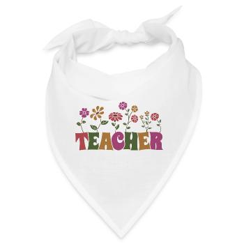 Bunte Blumen Lehrer Geschenk für den Lehrertag - Bandana - Weiß - Vorne