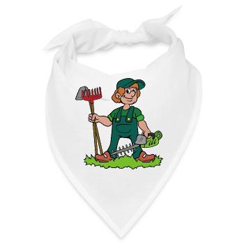 Gärtner mit Heckenschere - Bandana - Weiß - Vorne
