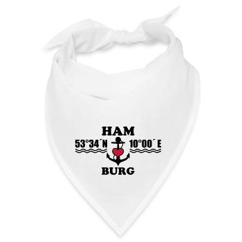Hamburg Koordinaten Anker 2c B - Bandana - Weiß - Vorne