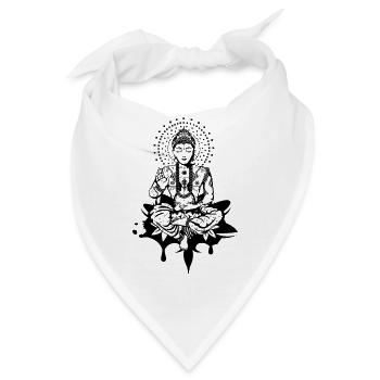 Buddha sitzt auf einer Lotusblüte und meditiert - Bandana - Weiß - Vorne