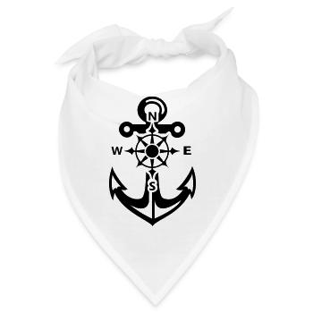 Anker + Kompass - Bandana - Weiß - Vorne