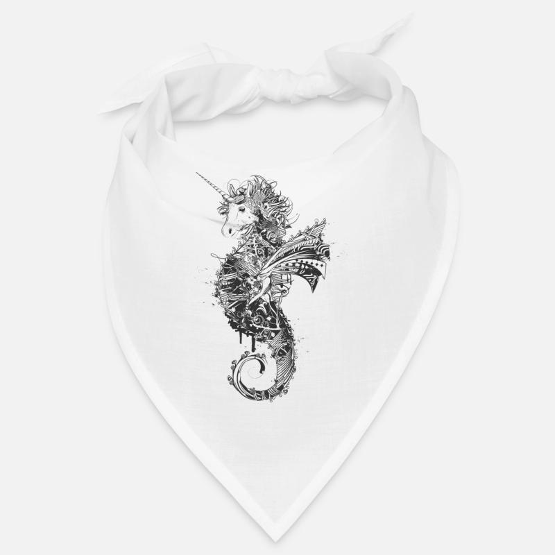 kunstvolle Zeichnung eines Einhorn Seepferdchen Bandana