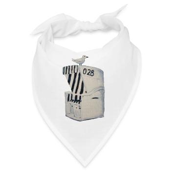 Strandkorb mit Möwe – Wangerooge Nordsee Motiv - Bandana - Weiß - Vorne
