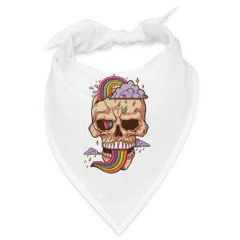Totenkopf mit verrückten Stimmungen - Bandana - Weiß - Vorne