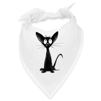 Kleine schwarze Katze - Bandana - Weiß - Vorne