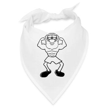 alt opa grossvater hornbrille bart bodybuilder sta - Bandana - Weiß - Vorne