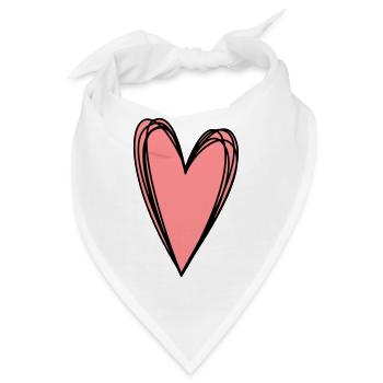 Herz rosa Scribble Doodle Geschenk Liebe - Bandana - Weiß - Vorne