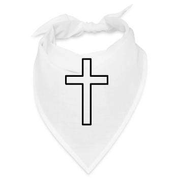 schlichtes schickes Kreuz - Bandana - Weiß - Vorne