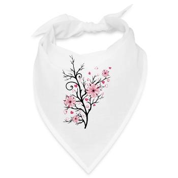 Kirschbaum Kirschblüten mit Herzen Sakura Frühling - Bandana - Weiß - Vorne