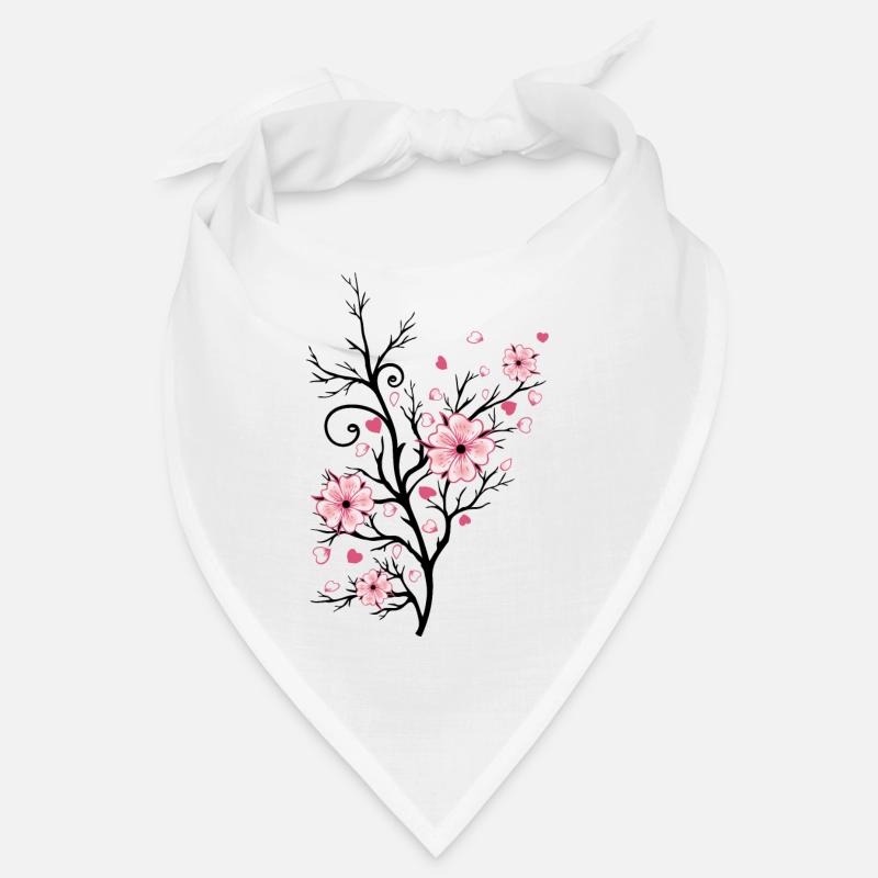 Cherry Tree Cherry Blossoms with Hearts Sakura Spring Bandana