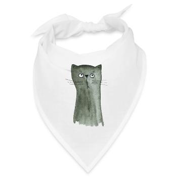 Kätzchen grau - Bandana - Weiß - Vorne