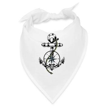 Maritime Symbole Seefahrt Kompass Anker Ahoi - Bandana - Weiß - Vorne