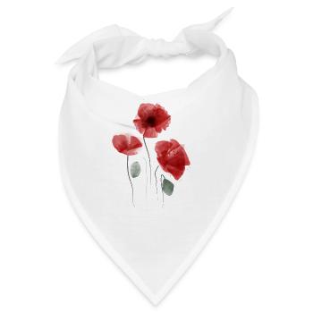 Mohn Aquarell - Bandana - Weiß - Vorne