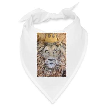 König. Löwe mit goldener Krone. - Bandana - Weiß - Vorne