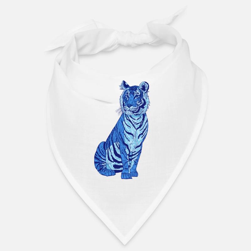 Tiger blau - Bandana - Weiß