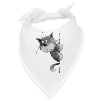 Happy Katze I Katzenfreunde Geschenk - Bandana - Weiß - Vorne
