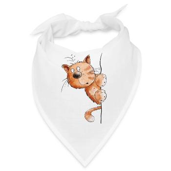 Rote Katze I Katzenfreunde Geschenk - Bandana - Weiß - Vorne