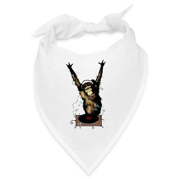 Humorvoller Affe mit DJ-Gear - Bandana - Weiß - Vorne