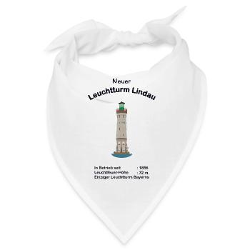 Neuer Leuchtturm Lindau, Bodensee, Zeichnung - Bandana - Weiß - Vorne