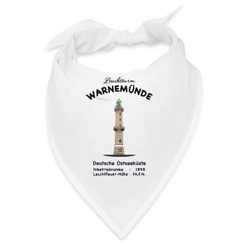 Leuchtturm Warnemünde Wahrzeichen Zeichnung - Bandana - Weiß - Vorne