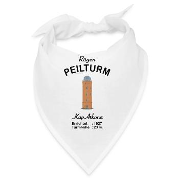 Insel Rügen, Peilturm Kap Arkona, Wahrzeichen - Bandana - Weiß - Vorne