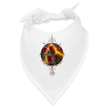 Niedliche kleine Weihnachtsmaus - Bandana - Weiß - Vorne