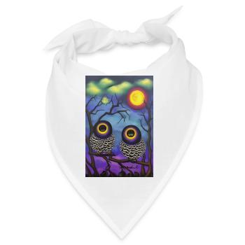 Eulen im Mond - Bandana - Weiß - Vorne