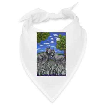 Wölfe im Holz - Bandana - Weiß - Vorne