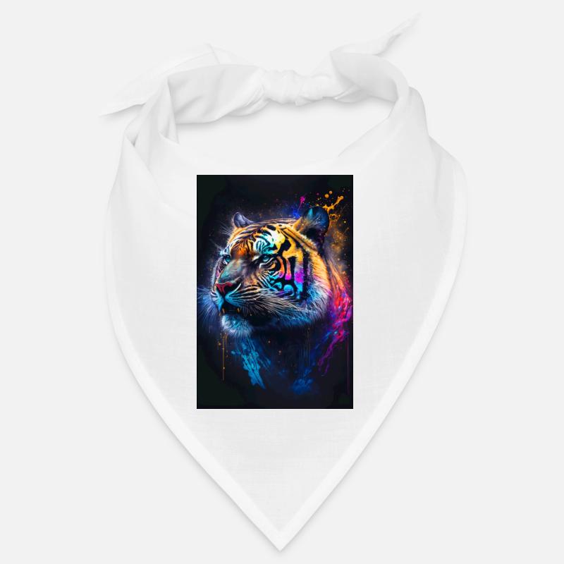 Coloured tiger with blobs - Bandana - white