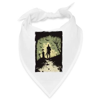Zombie Illustration Minimalistisches Design - Bandana - Weiß - Vorne