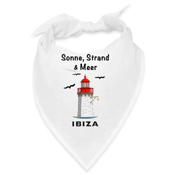 Ibiza Hafen, Leuchtturm, Sonne, Strand und Meer - Bandana - Weiß - Vorne