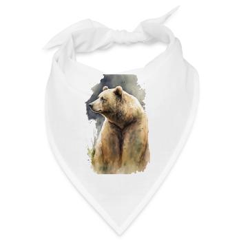 Grizzly Bär Aquarell - Bandana - Weiß - Vorne